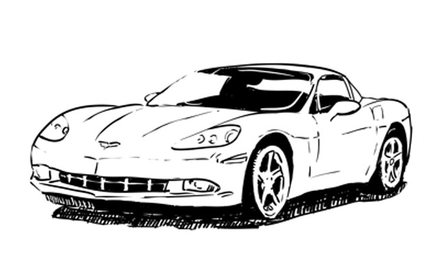 step-by-step drawing of a corvette